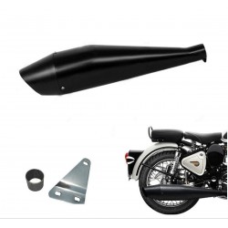 Dolphin Exhaust With Glasswool with Bs3 and Bs4 Compatible Royal Enfield 