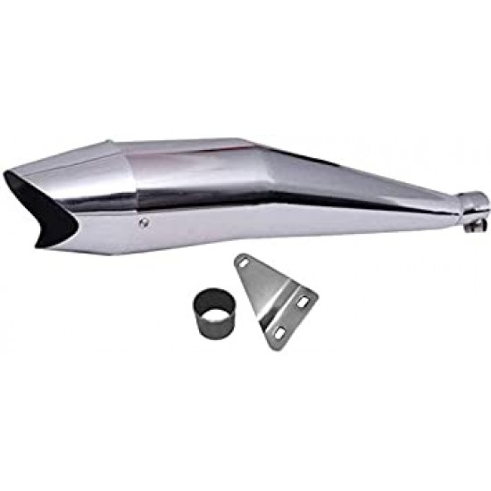 Shark Exhaust With Glasswool Chrome with Bs3 and Bs4 Compatible Royal Enfield 