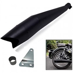 Shark Exhaust With Glasswool Black with Bs3 and Bs4 Compatible Royal Enfield 