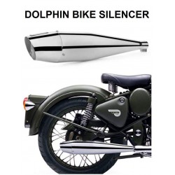 Dolphin Exhaust With Glasswool Chrome with Bs3 and Bs4 Compatible Royal Enfield 
